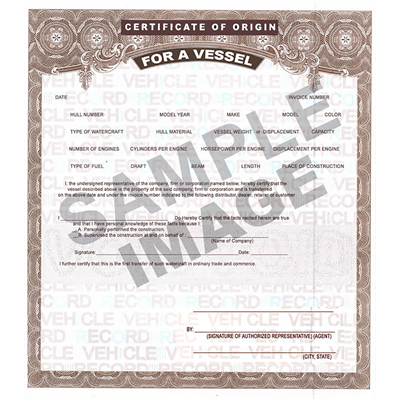 Manufacturer Certificate of Origin
